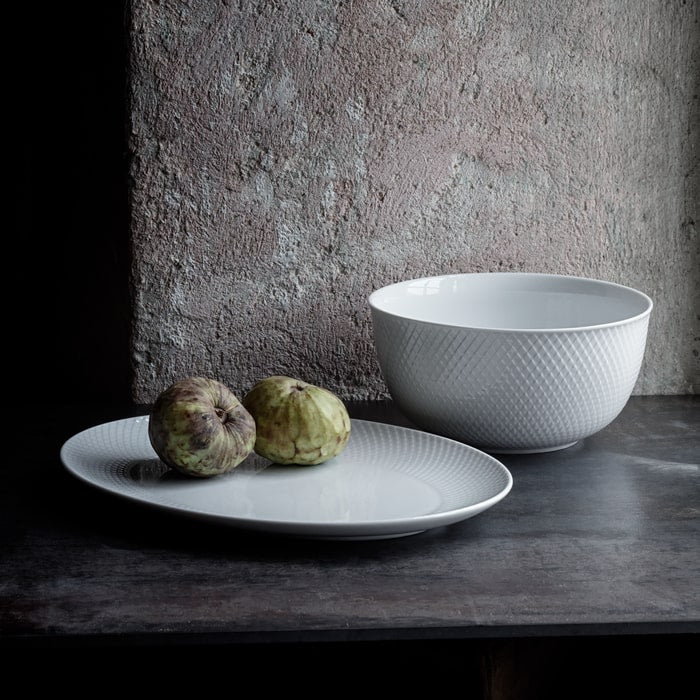 Lyngby Porcelæn Rhombe Oval Serving Dish, White