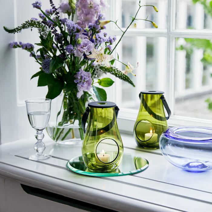 Holmegaard Design With Light Lantern, Olive Green, H: 6.5"