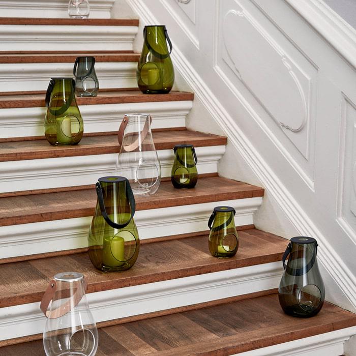 Holmegaard Design With Light Lantern, Smoke, H: 9.8"