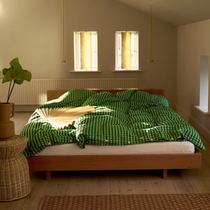 JUNA Bæk&amp;Bølge Duvet Cover Set, Green/Sand