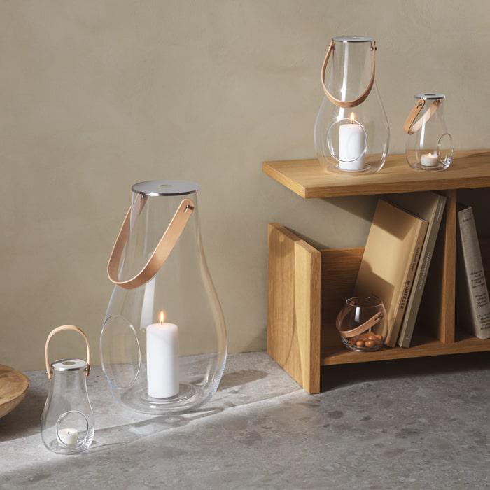 Holmegaard Design With Light Lantern, Clear, H: 11.4"