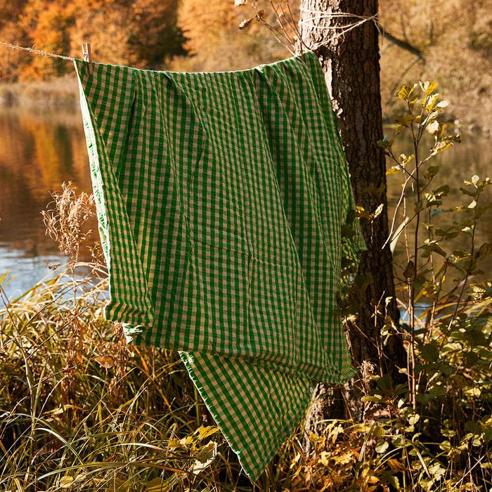 JUNA Bæk&amp;Bølge Duvet Cover Set, Green/Sand