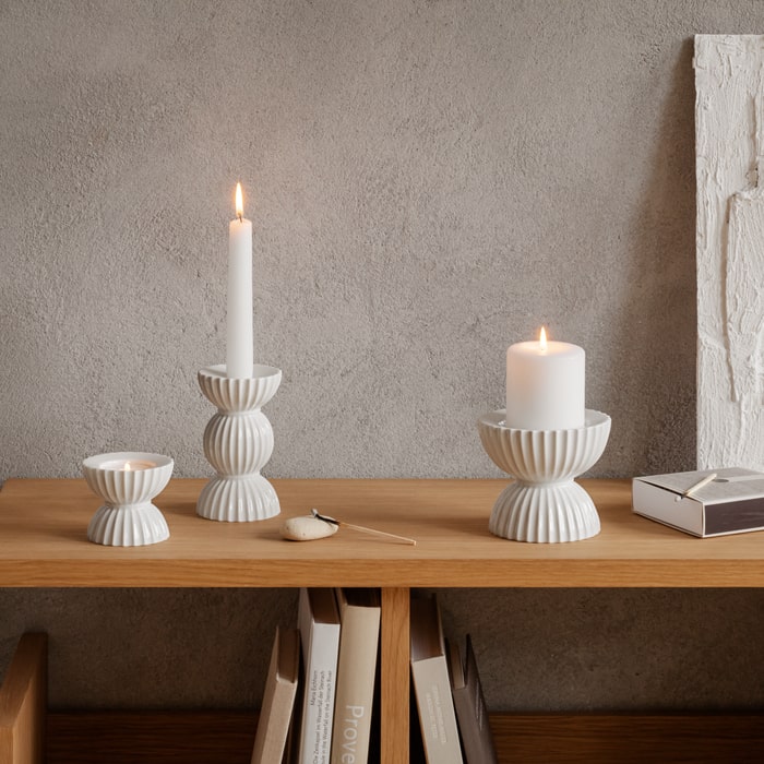 Lyngby Porcelæn Candleholder Tura, H: 3.9"