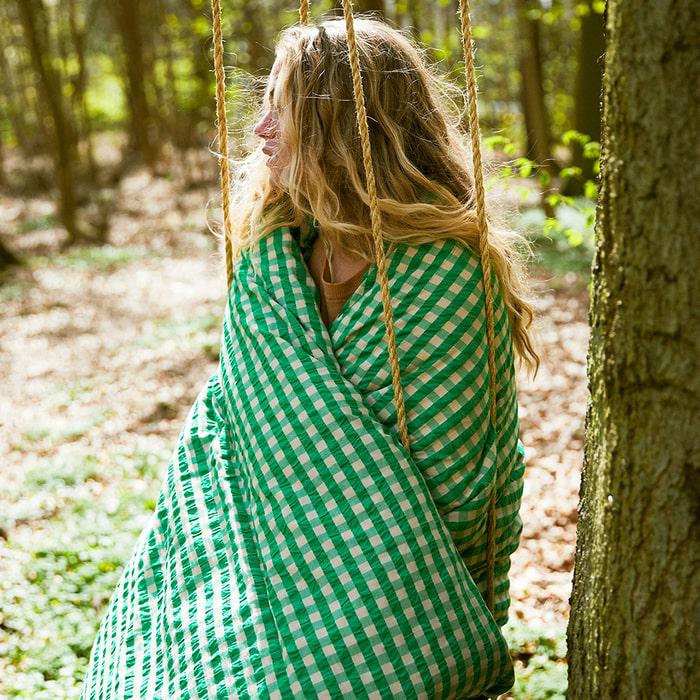 JUNA Bæk&amp;Bølge Duvet Cover Set, Green/Sand
