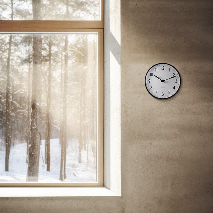 Arne Jacobsen Station Wall Clock, White/Black, Medium, Ø: 8.3"