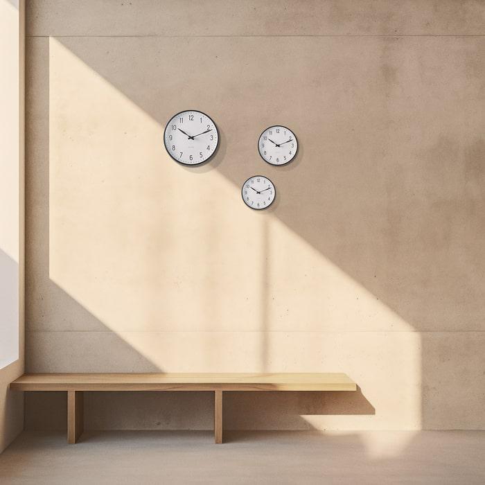 Arne Jacobsen Station Wall Clock, White/Black, Large, Ø: 11.4"