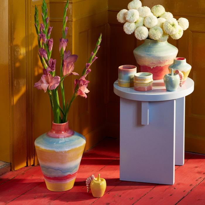 Kähler Poppery Vase, Mint/Pink, H: 8.1&