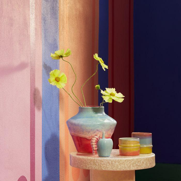Kähler Poppery Vase, Mint/Pink, H: 8.1&