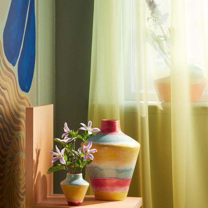 Kähler Poppery Vase with Apple, Pink/Mint/Yellow, H: 12.6"