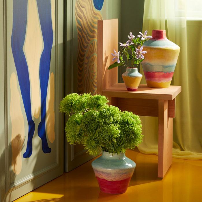 Kähler Poppery Vase, Mint/Pink, H: 8.1&