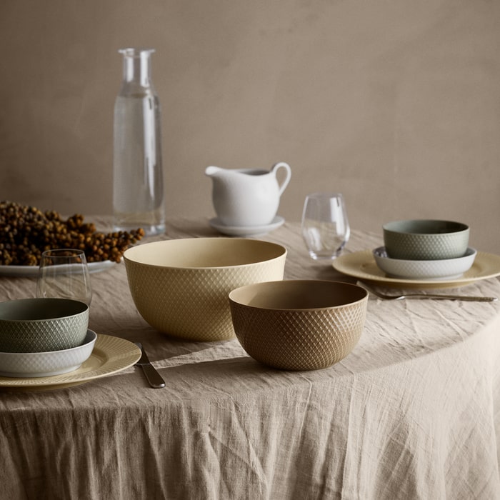 Lyngby Porcelæn Rhombe Earth Bowl, Clay, Ø: 6.9"
