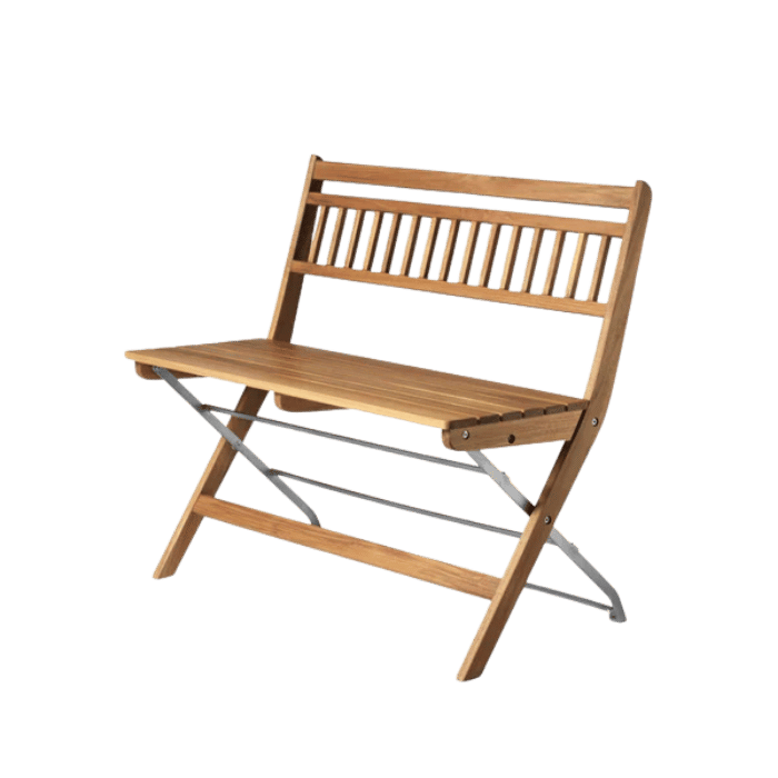 FDB Møbler M24 Lilleø Balcony Bench, Stainless Steel/Solid Nature Oiled Teak