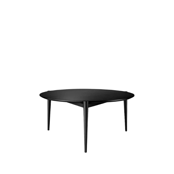FDB Møbler D102 Søs Coffee Table, Solid Jet Black Painted Oak 85 Ø