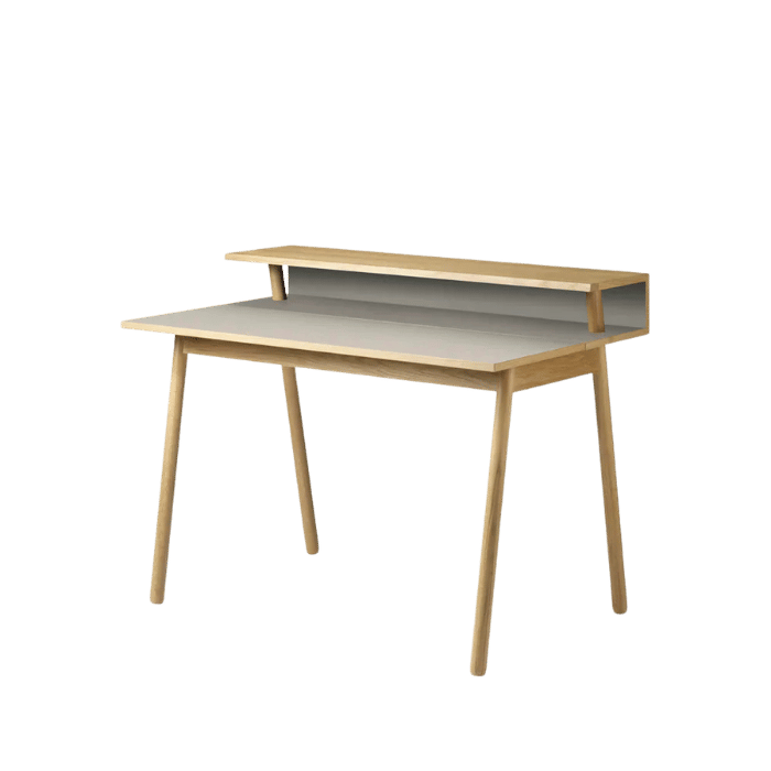 FDB Møbler C68 Nørrebro Desk, Nature Lacquered Oak/Mushroom Linoleum