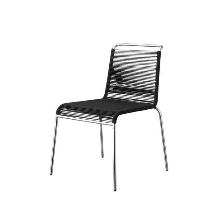 FDB Møbler M20 Teglgaard Cord Chair, Stainless Steel/Brushed Black