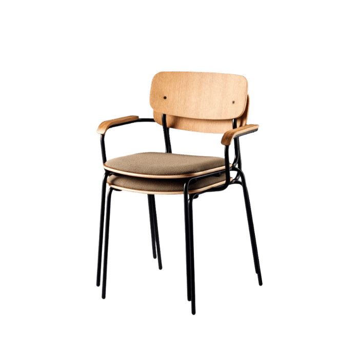 FDB Møbler J182 Holmen Stackable Chair, Steel Black/Taupe