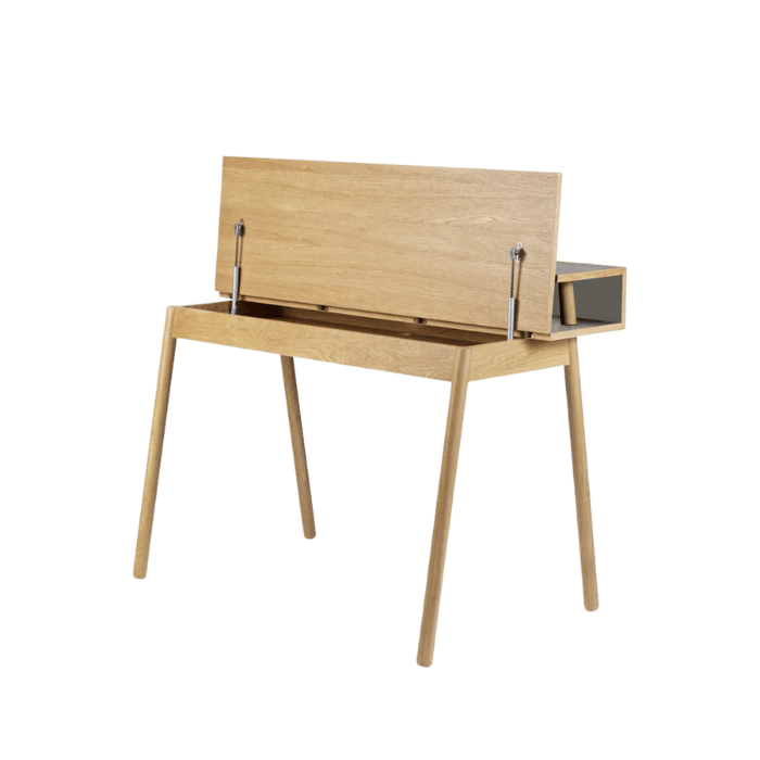 FDB Møbler C68 Nørrebro Desk, Nature Lacquered Oak/Mushroom Linoleum