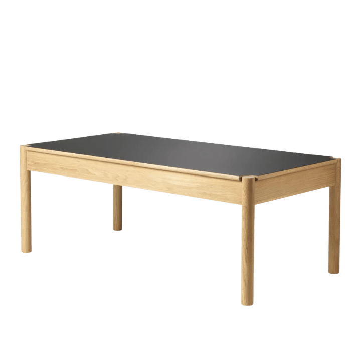 FDB Møbler C44 Coffee Table, Nature Lacquered Oak/Beige