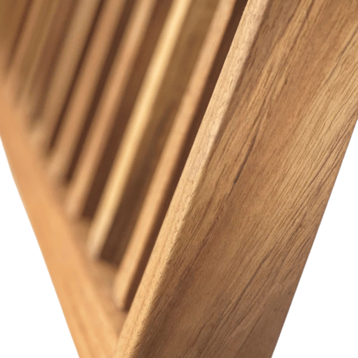 FDB Møbler M24 Lilleø Balcony Bench, Stainless Steel/Solid Nature Oiled Teak
