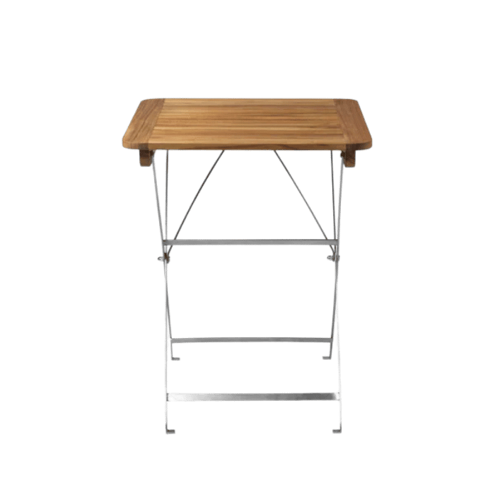 FDB Møbler M26 Lilleø Balcony Table, Stainless Steel/Solid Nature Oiled Teak