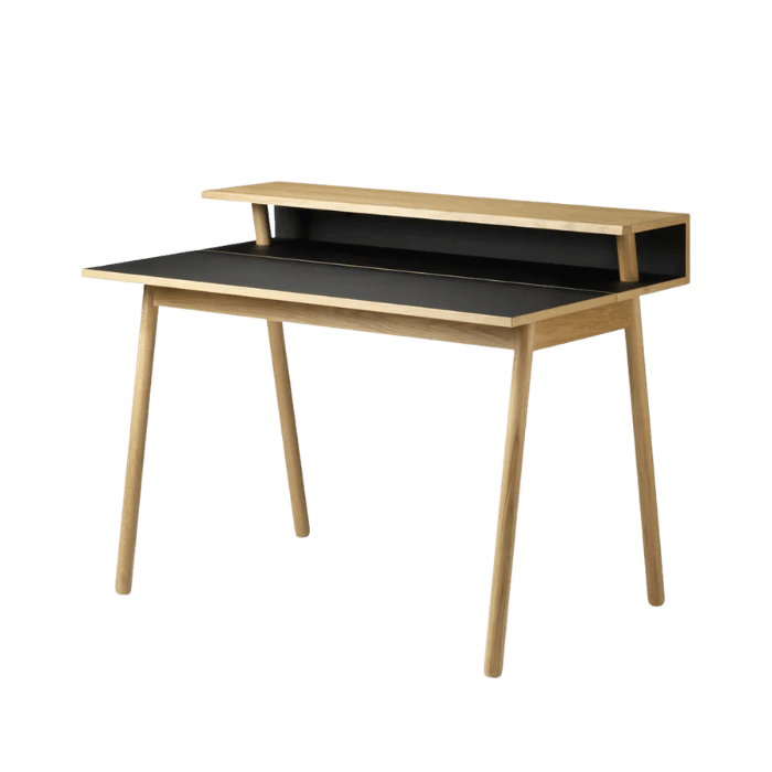 FDB Møbler C68 Nørrebro Desk, Nature Lacquered Oak/Nero Linoleum