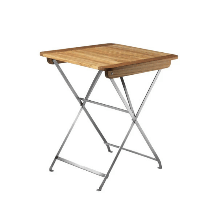 FDB Møbler M26 Lilleø Balcony Table, Stainless Steel/Solid Nature Oiled Teak