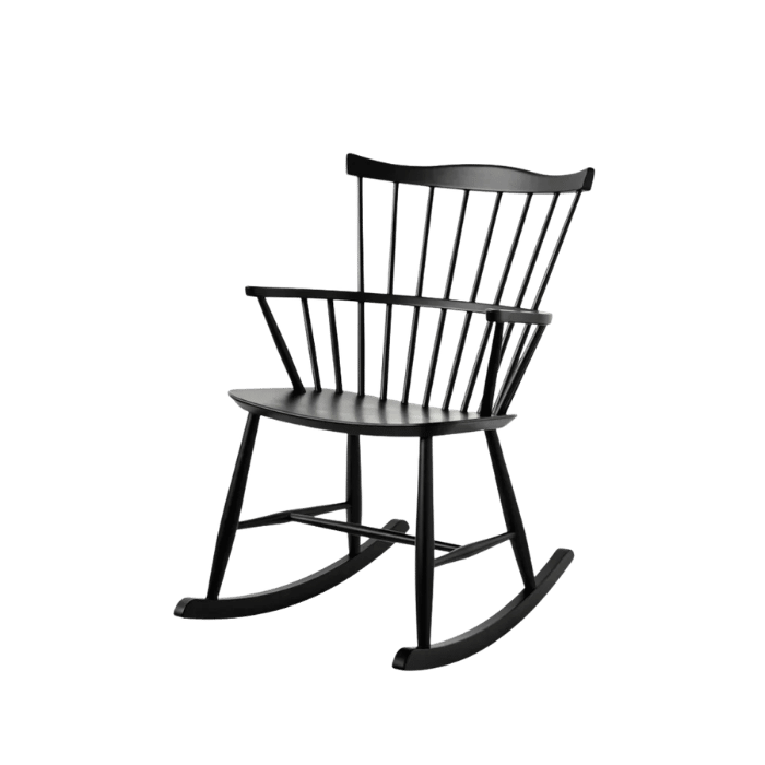 FDB Møbler J52G Rocking Chair, Jet Black Painted Beech