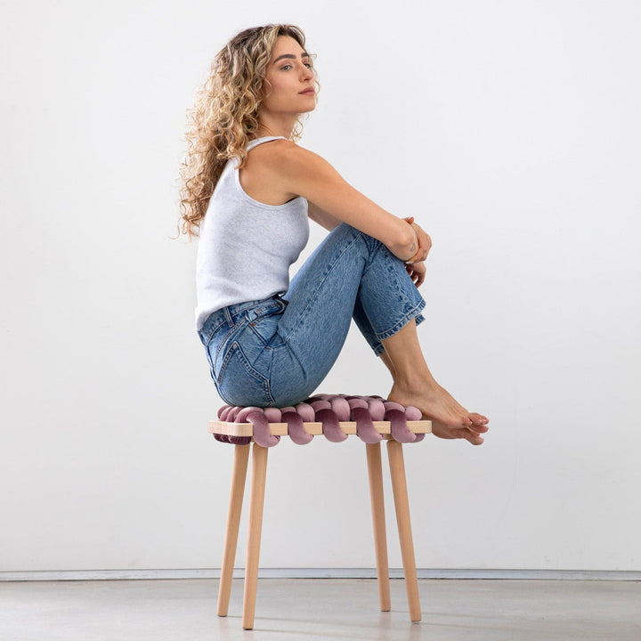 Velvet Woven Stool Mauve