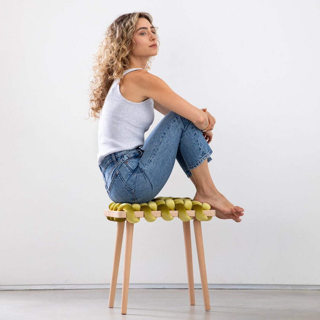 Velvet Woven Stool Citron