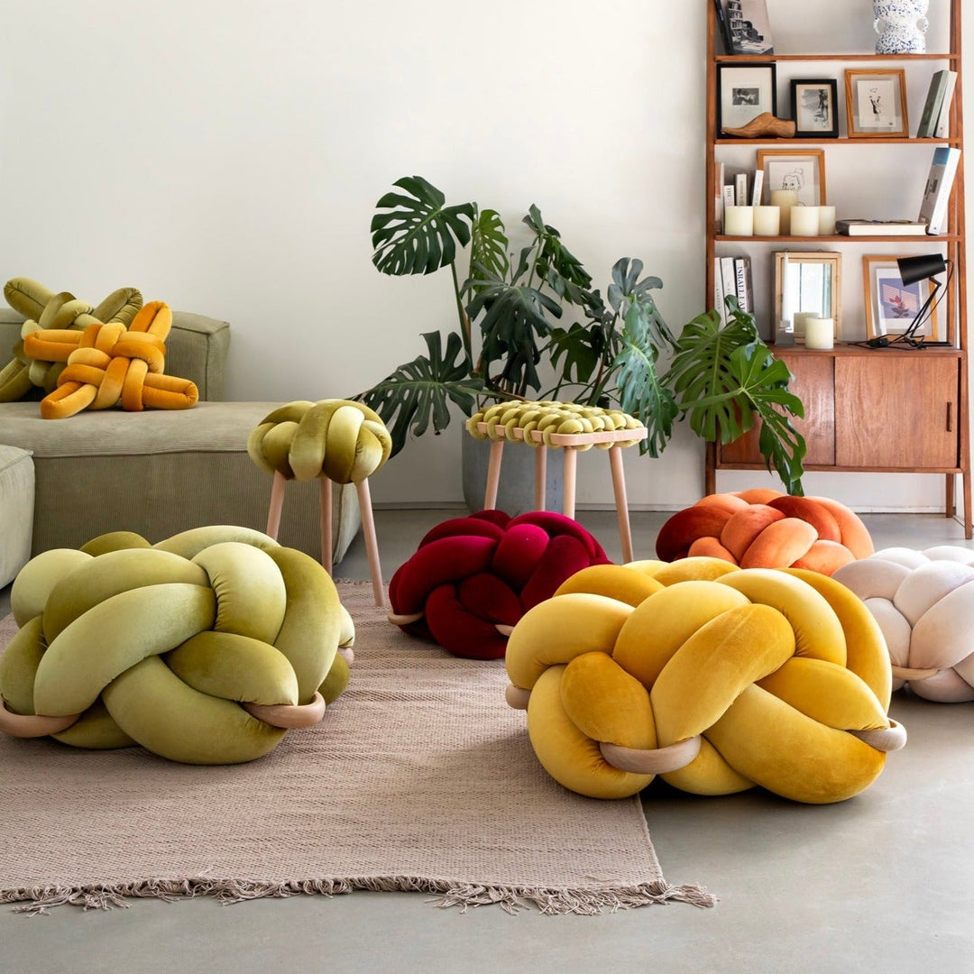Velvet Knot Pillow Citron