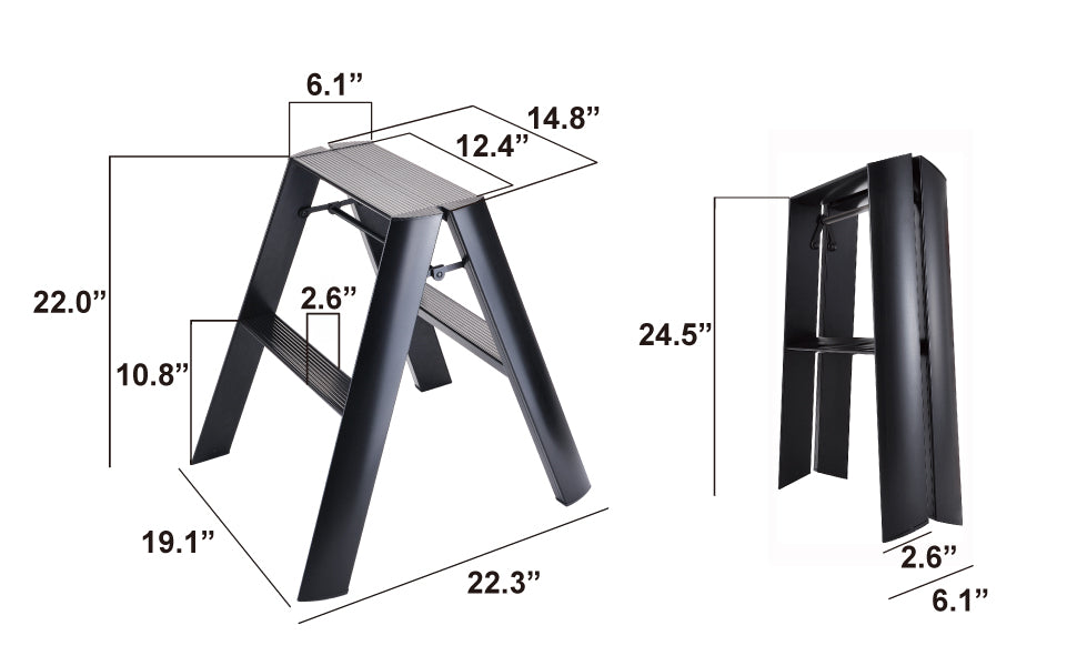 Lucano Step Ladder 2-Step WHITE