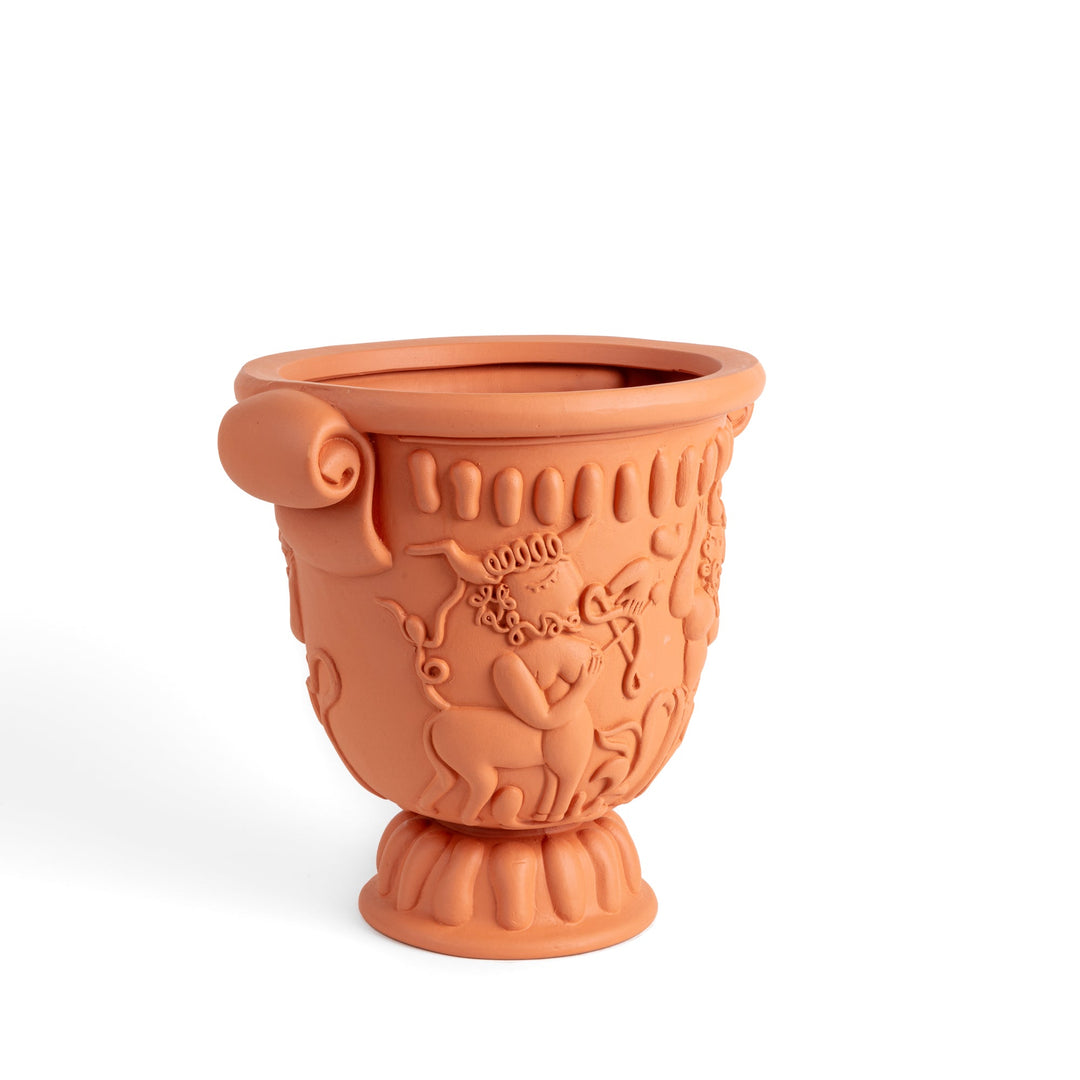 Seletti Magna Graecia Terracotta Cup, the urn rotated to the next relief panel