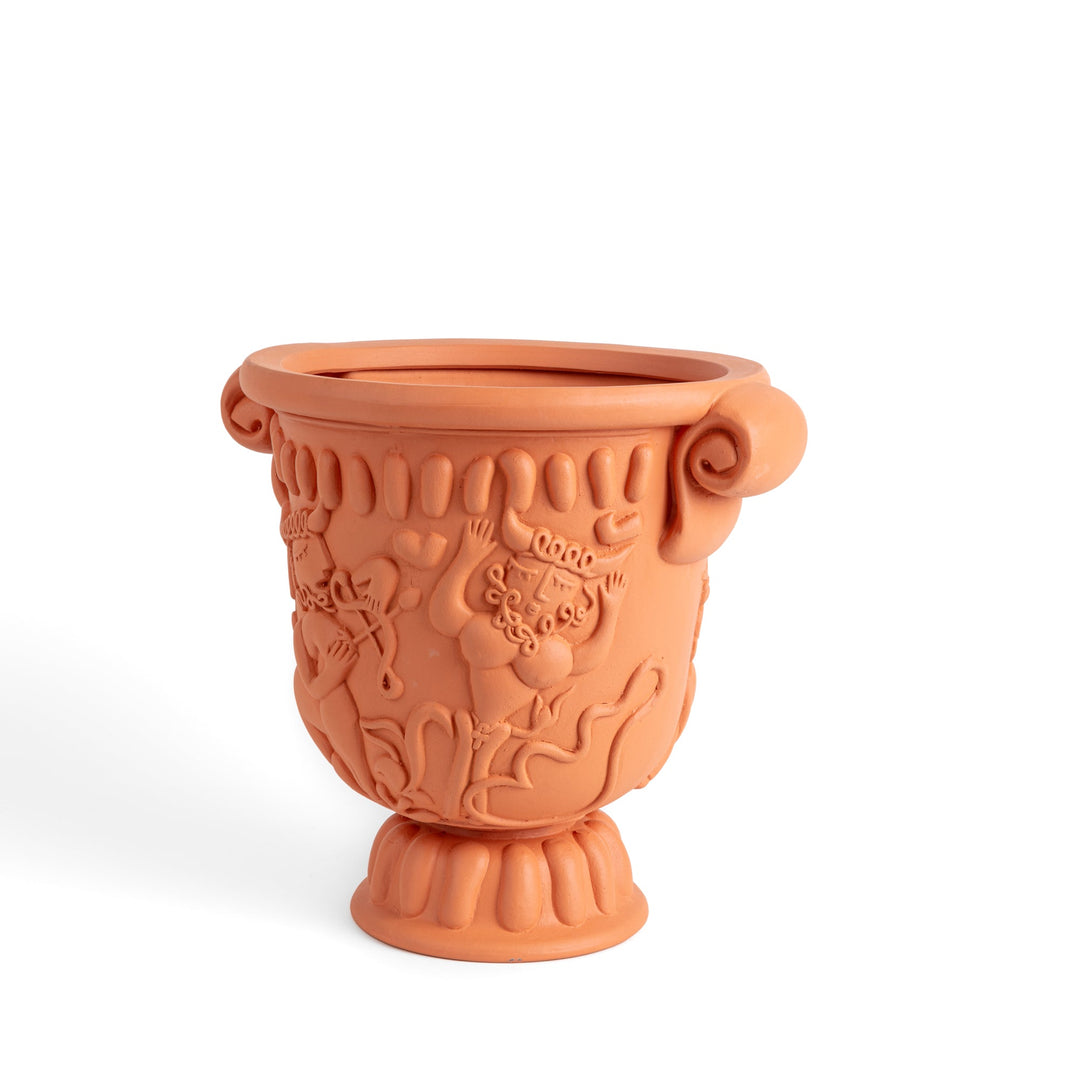 Seletti Magna Graecia Terracotta Cup, the urn from the far side, handles at each edge