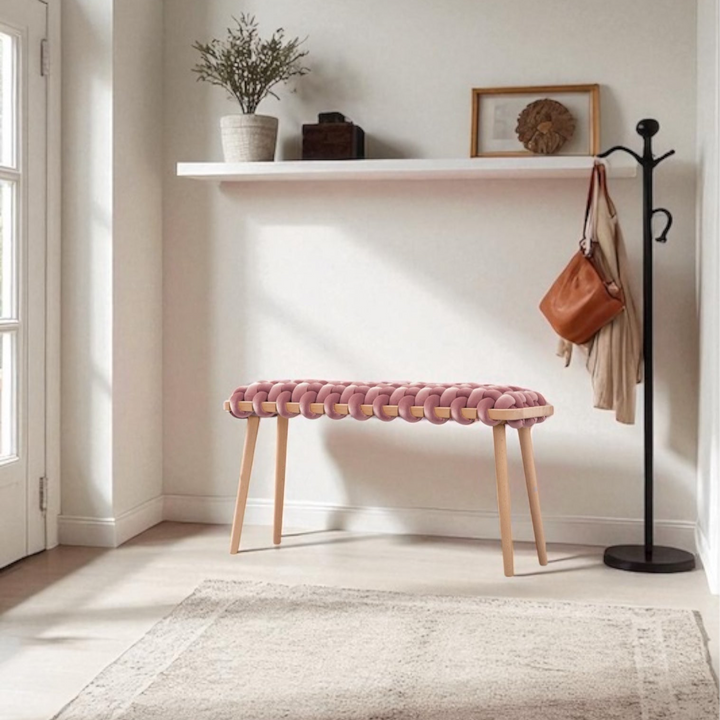 Velvet Woven Bench Mauve