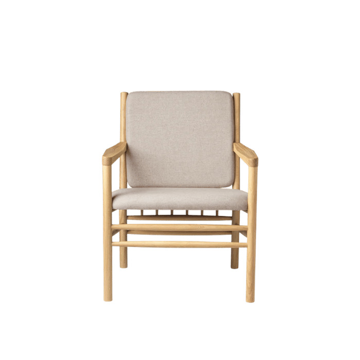 FDB Møbler J147 Armchair, Nature Lacquered Oak/Light Grey