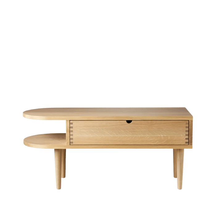 FDB Møbler F24 Radius Bench, Solid Nature Lacquered Oak, Small