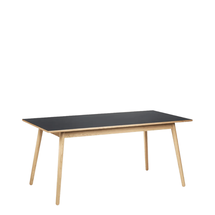 FDB Møbler C35B Dining Table, Nature Lacquered Oak/Dark Grey Linoleum