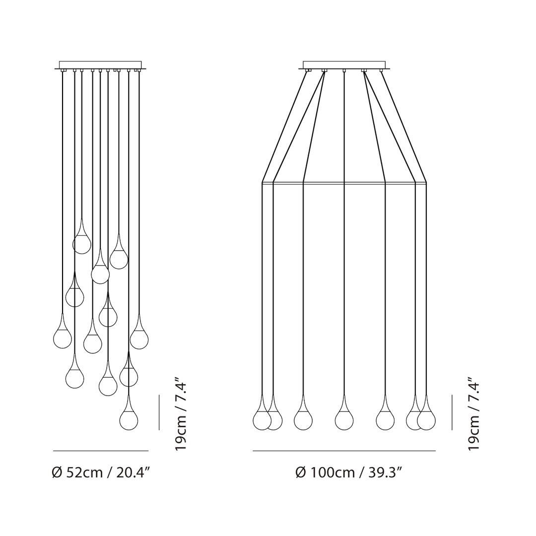 Paopao Pendant P12 by Seed Design, dimension drawing