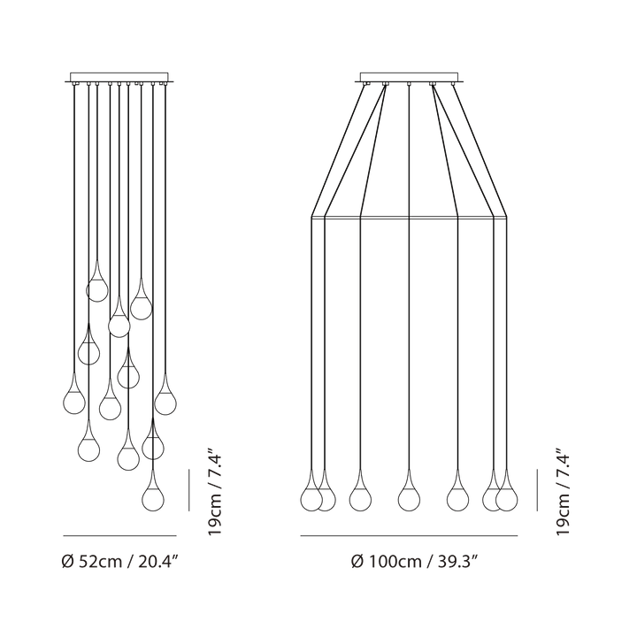 Paopao Pendant P12 by Seed Design, dimension drawing