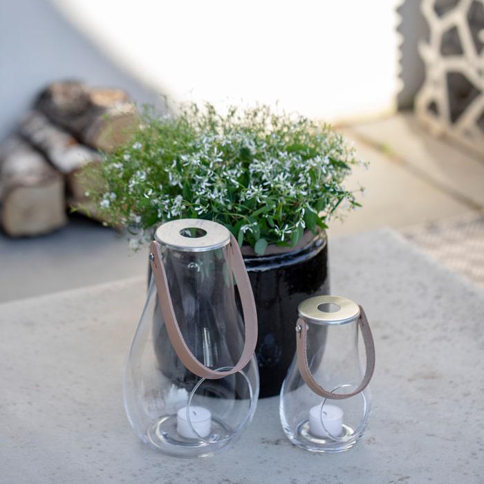 Holmegaard Design With Light Lantern, Clear, H: 11.4"