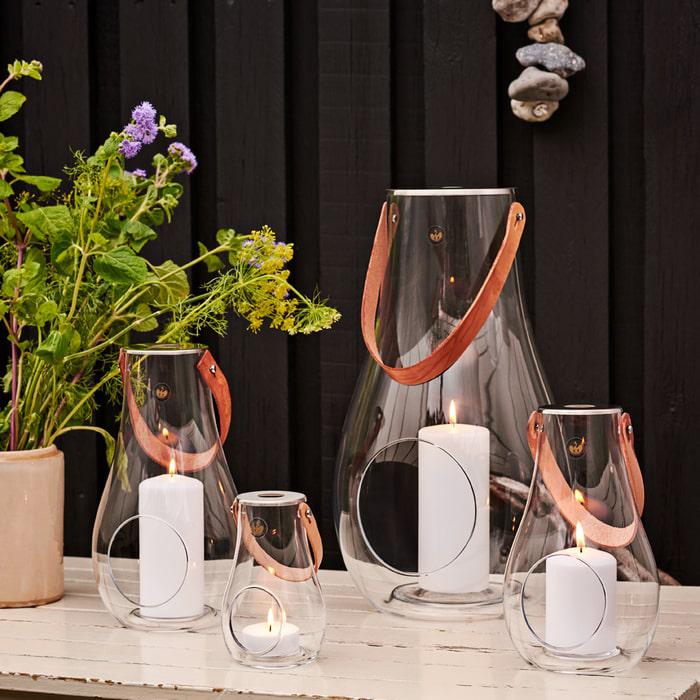 Holmegaard Design With Light Lantern, Clear, H: 11.4"