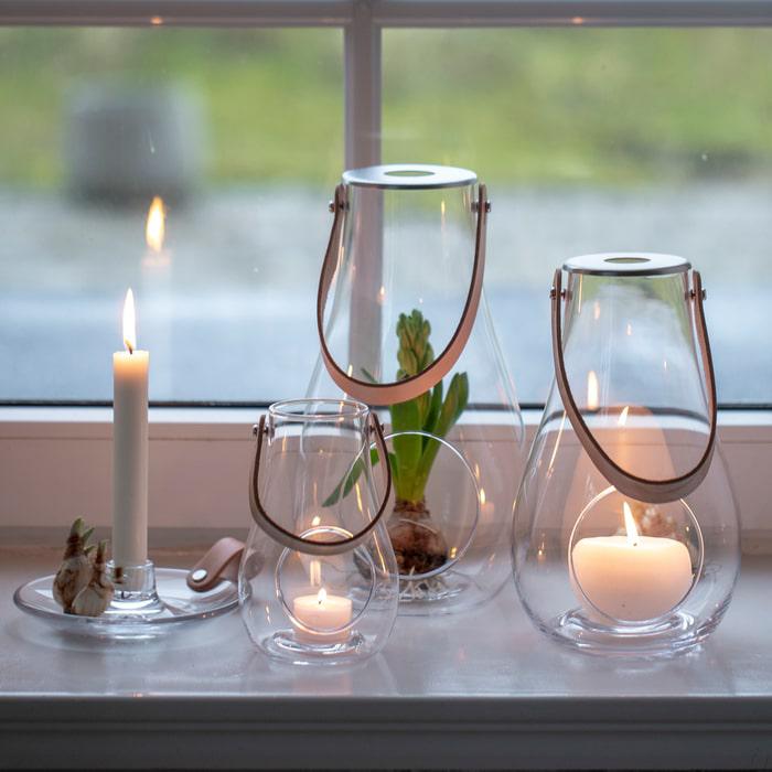 Holmegaard Design With Light Lantern, Clear, H: 11.4"