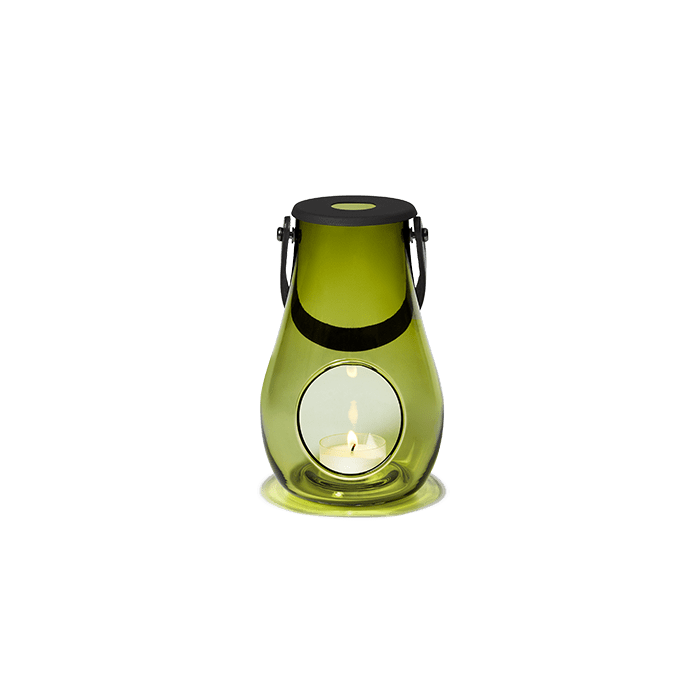Holmegaard Design With Light Lantern, Olive Green, H: 6.5"