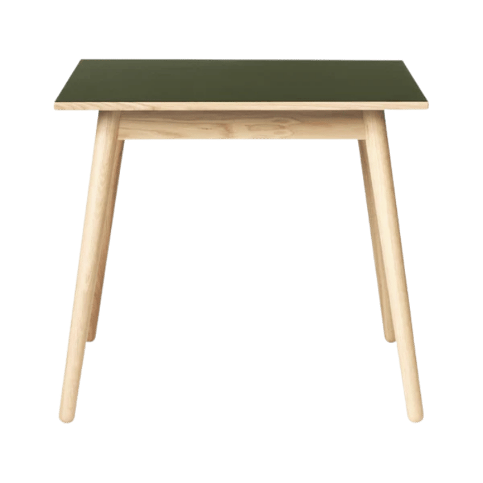 FDB Møbler C35A Dining Table, Nature Lacquered Oak/Olive Green Linoleum