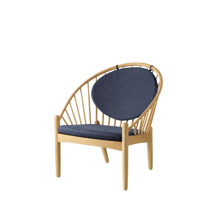 FDB Møbler J166 Jørna Chair, Nature Lacquered Oak/Dark Blue