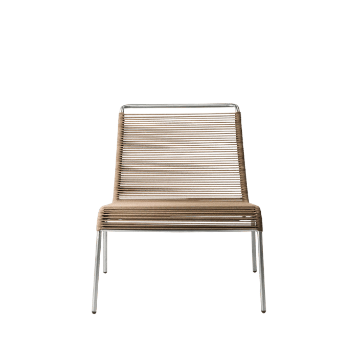 FDB Møbler M20L Teglgaard Lounge Cord Chair, Stainless Steel/Brushed Brown