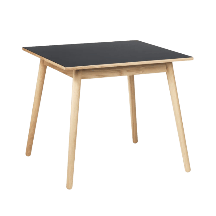 FDB Møbler C35A Dining Table, Nature Lacquered Oak/Dark Grey Linoleum