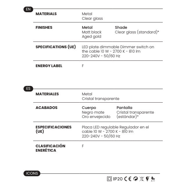 Ipon Table Lamp materials and technical details