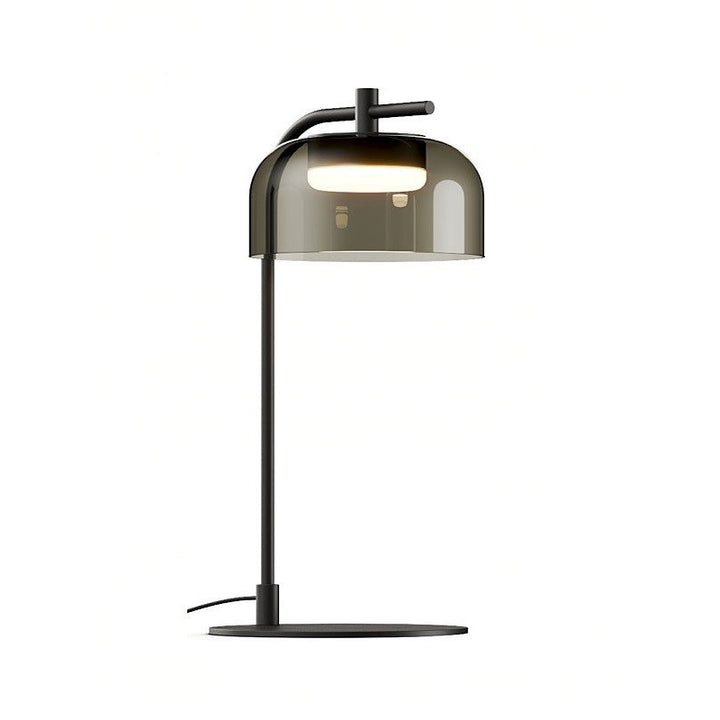 Ipon Table Lamp in Matt Black / Smoked Greenish Brown, lit