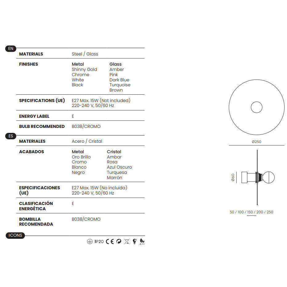 Fest Wall Lamp dimensions and technical details